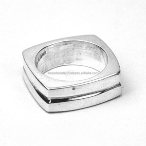 925 Solid Sterling Silver Square Box Ring Handmade Classic <b>Fashionable</b> Ring with Channel Setting Wholesale <b>Jewellery</b> - Product Image 1