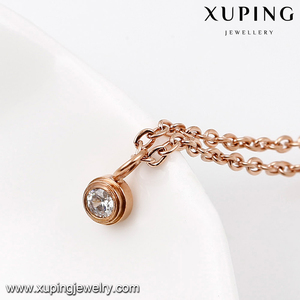 Collar-00220-Colombia, Joyería de Moda, Collar de Acero Dorado con una Sola Piedra para Adolescentes - Product Image 4