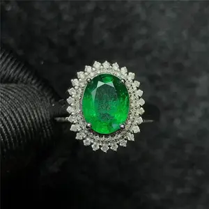 Italy palace style vintage design gem jewelry 18k gold South Africa real diamond 1.51ct natural green emerald ring for women