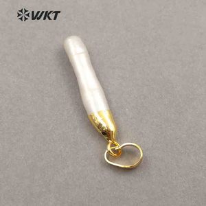 WT-P970 Wholesale Jewelry for Woman Making Charm <strong>Pearl</strong> with Gold Electroplated Stick Shape White Natural <strong>Pearl</strong> <strong>Pendant</strong> - Product Image 4