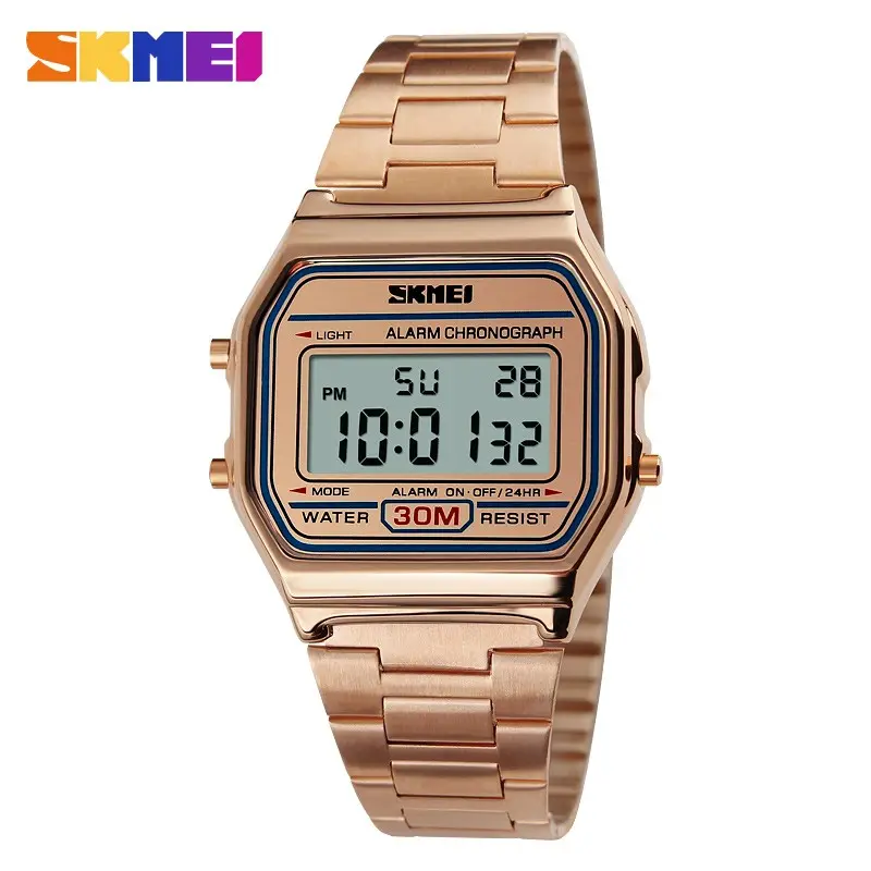 SKMEI 1123 Men LED Digital Watch Fashion Casual Sport Watches Stainless Steel Relojes Masculino Waterproof Wristwatches