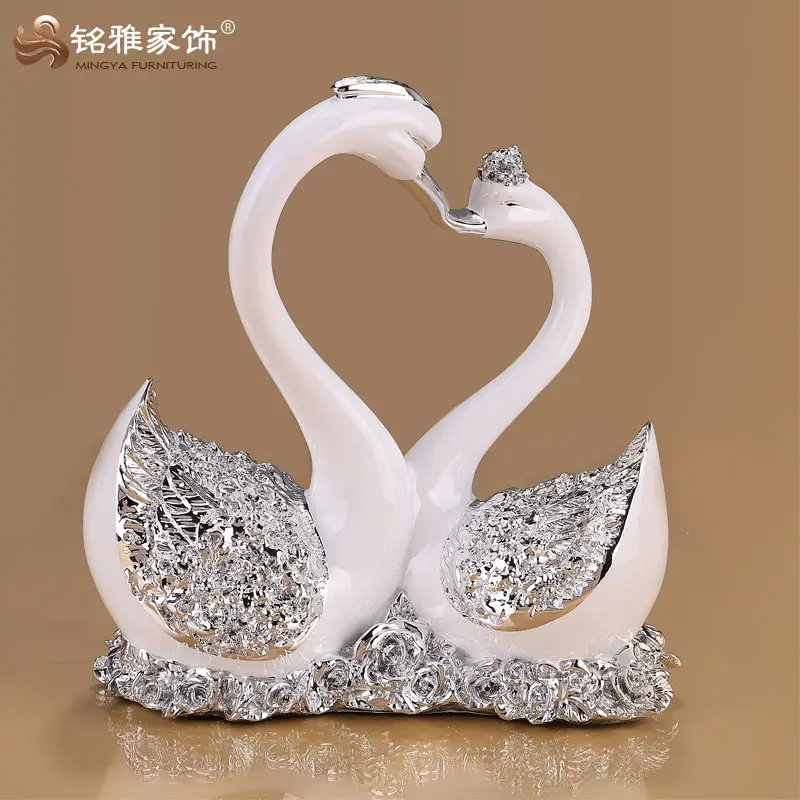 RT Crafts-figura de animal, estatua de resina de Love Swan, regalo de recuerdo