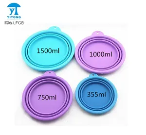 Collapsible Pet Bowl Food Grade Silicone,BPA Free Foldable Expandable Cup Dish for Cat Food Water Feeding traveling