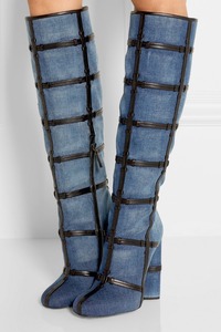 OEM ODM Offre Spéciale Mode Tendances Jeans Femmes Genou Bottes Bloc Talon Haut Bottes <span class=keywords><strong>Fantaisie</strong></span> avec Fermeture Éclair - Product Image 6
