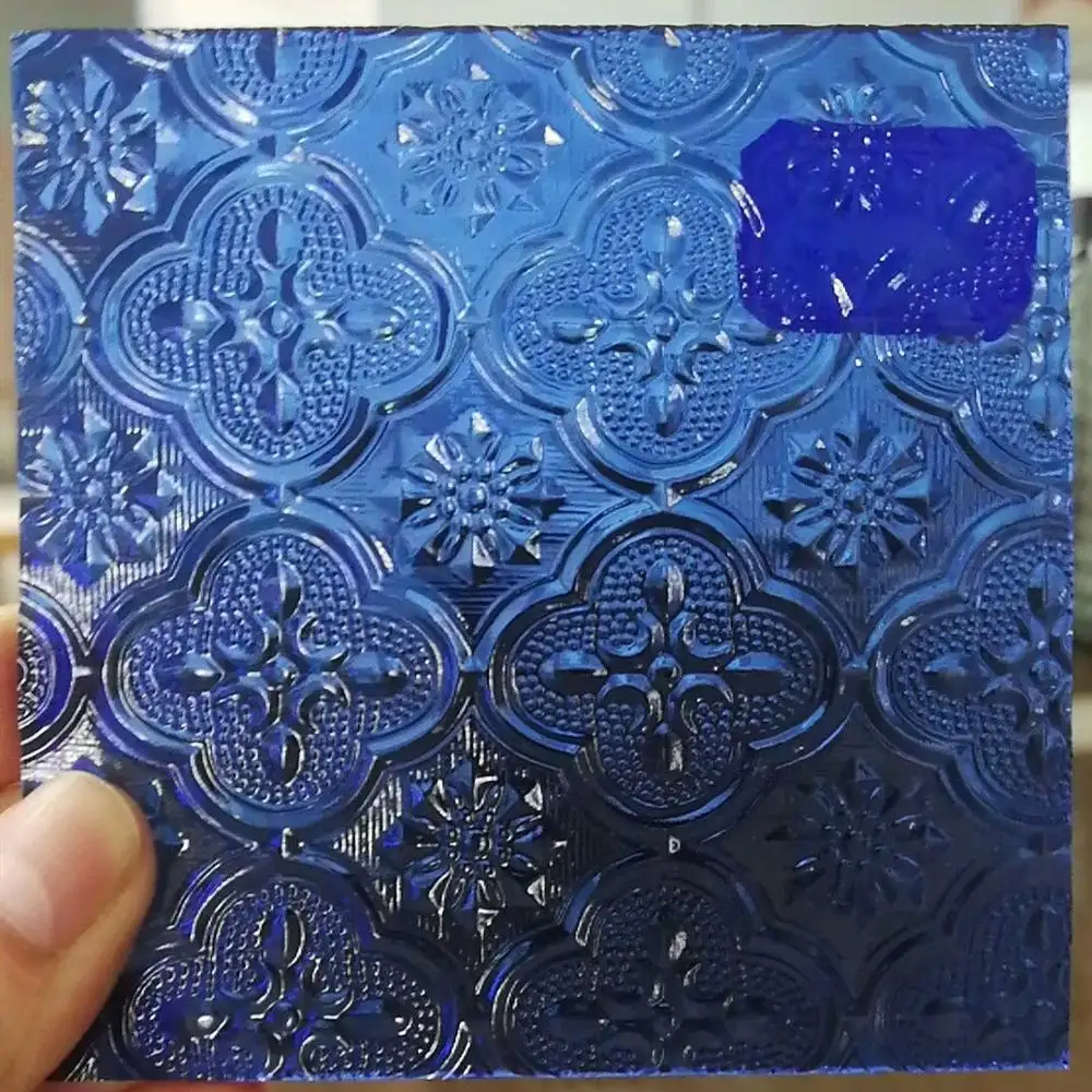 blue green bronze nashiji flora pattern glass ultra clear karatachi pattern glass