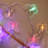 Cadena de luces con batería de 2,5 M, 20 luces LED con forma de mariposa para fiesta, boda, Navidad y vacaciones