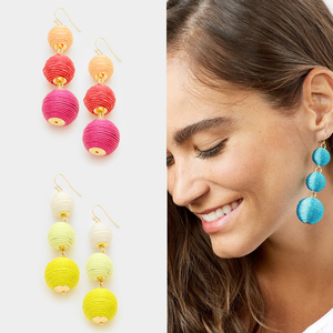 Triple hilo envuelto Multi Color <span class=keywords><strong>Bon</strong></span> Crispin bola cuelga los pendientes de gota - Product Image 6