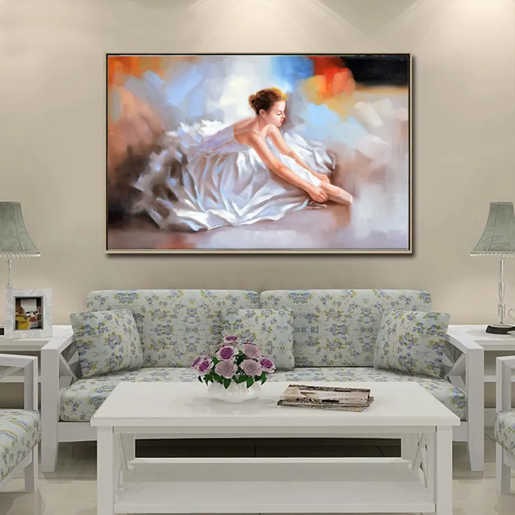 Factory Price Custom Abstract Art Canvas Wall Hanging Hot Selling Impressionist Ballet Girl Dancer Lady Oil Painting