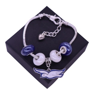 Personnalisé Mode Européenne Blanc Bleu Grand Trou Perles Chaîne de Serpent Animal Pigeon Colombe Charme Bracelet - Product Image 5