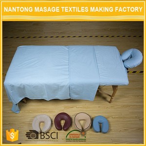 Logo personnalisé 3 pièces 100% coton <span class=keywords><strong>flanelle</strong></span> blanc noir Spa <span class=keywords><strong>drap</strong></span>-<span class=keywords><strong>housse</strong></span> plat pour table de massage lit de massage Char - Product Image 2