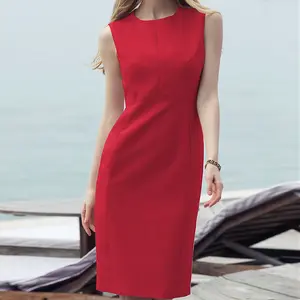 Robe de soirée d'affaires de travail à coupe étroite sans manches OEM sur mesure pour femme