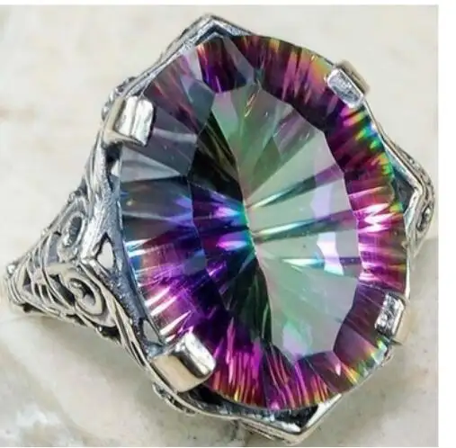 ZRR572 Huilin 아마존 패션 최고 판매 다채로운 원형 지르콘 반지 레트로 지르콘 다이아몬드 반지 여성 약혼 반지