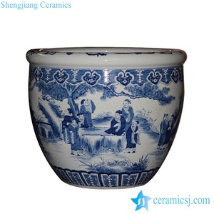 RYUC05 Vaso in Ceramica Grande per Bonsai <span class=keywords><strong>da</strong></span> <span class=keywords><strong>Esterno</strong></span> Dipinto a Mano Sottosmalto Blu - Product Image 2