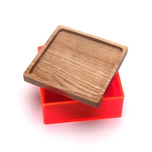 Hogar rojo transparente caso <span class=keywords><strong>a</strong></span> casa cocina caja de almacenamiento con tapa de madera - Product Image 6