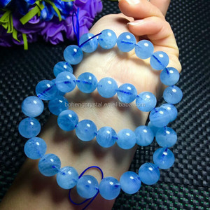 Niza redonda natural Aquamarine piedras preciosas naturales individuales pulsera anillo - Product Image 1