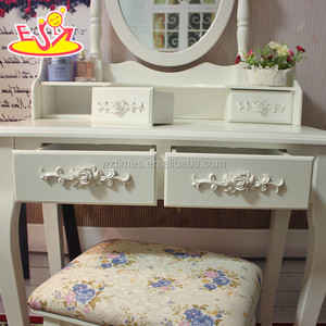 Juguete Nuevo diseño dormitorio tocador de maquillaje de madera tocador de maquillaje <span class=keywords><strong>juvenil</strong></span> de madera maciza venta superior tocador de maquillaje de madera W08H060 - Product Image 4