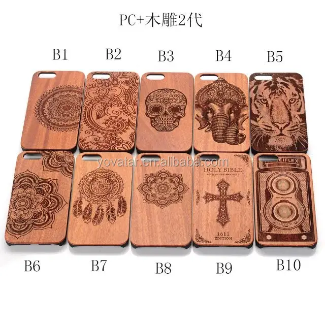 Laser carving modello personalizzato cassa del telefono di legno per iPhone6/6 plus caso