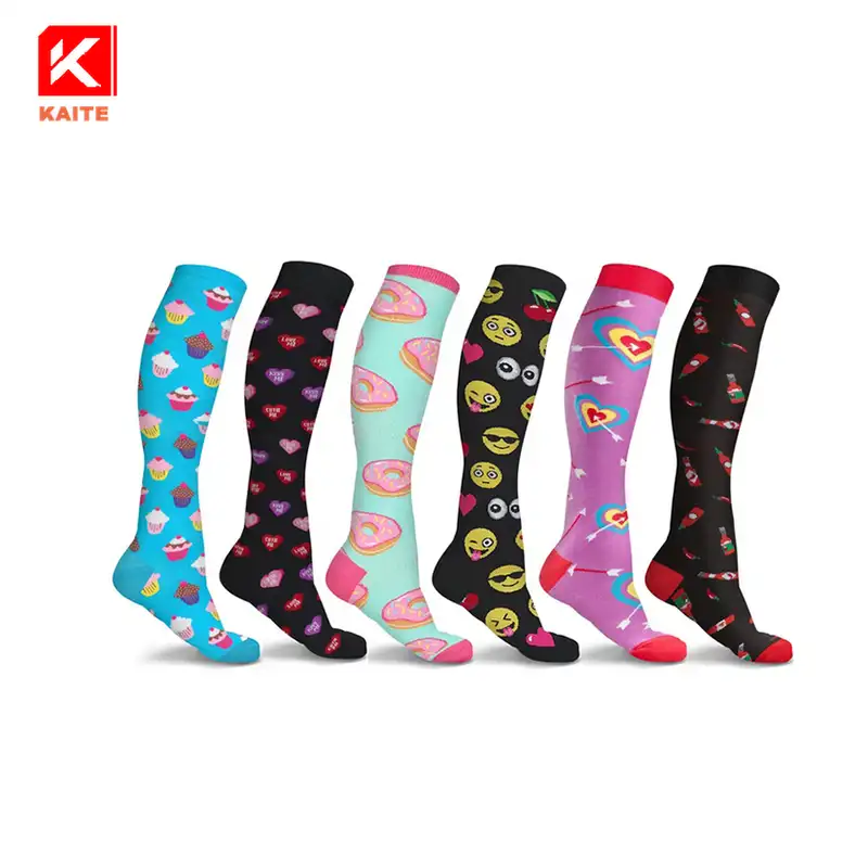 KT3-A903 personnalisé impression compression chaussettes de compression chaussettes de compression chaussettes imprime