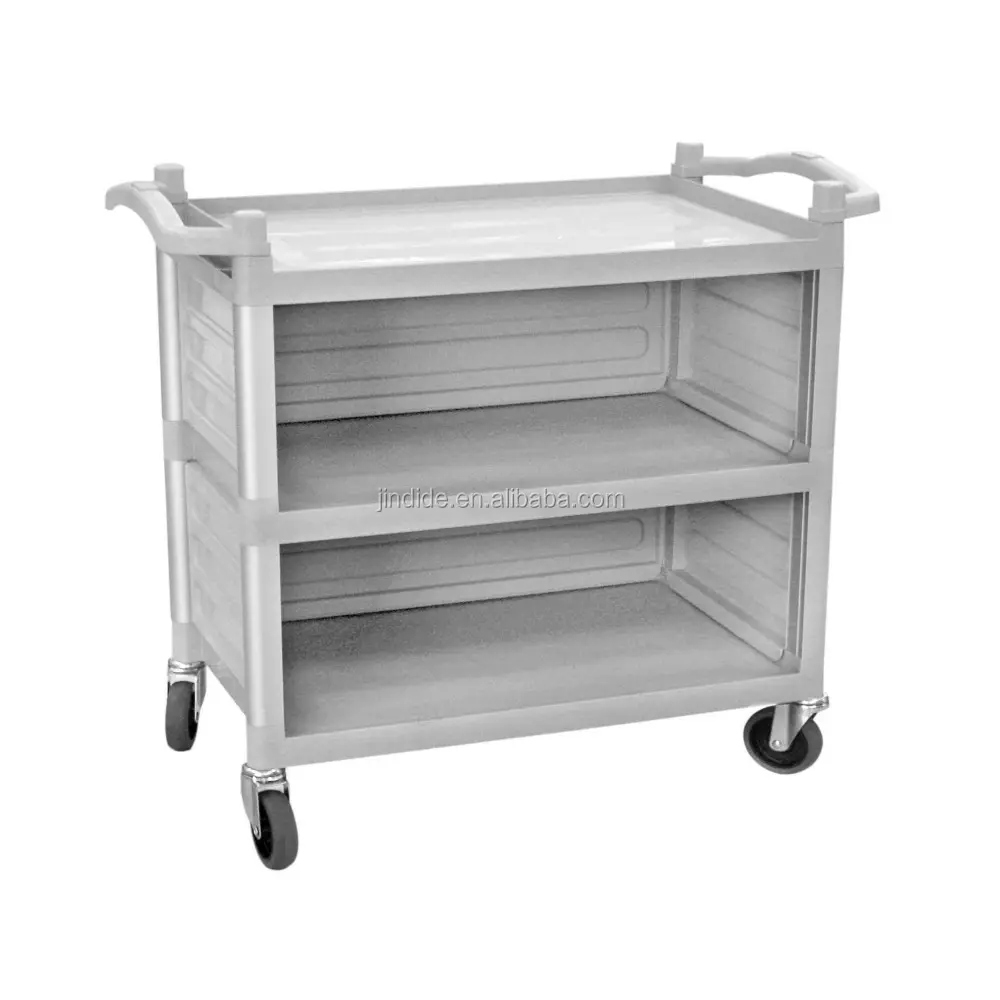 Plastic Hotel Utility Foldable Tea Service Serving Trolley Wine Food Dish Small Kitchen Cart with Wheel