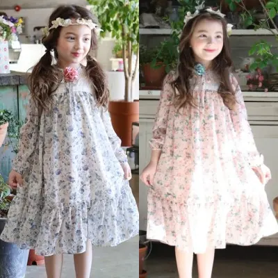 קוריאני מסורתי Hanbok בנות בהשראת מקסי שמלת שיפון ילדים