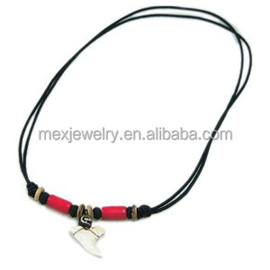 Collar de Diente de Tiburón con cuentas Rojas, Estilo Hawaiano, playa, niño, hombre
