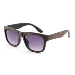 OEM custom wood grain frame square Retro style cheap Brand name sunglasses for women men