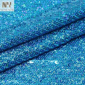 Nanyee Textil Alle Abdeckung Hologramm Türkis Farbe Pailletten Stoff
