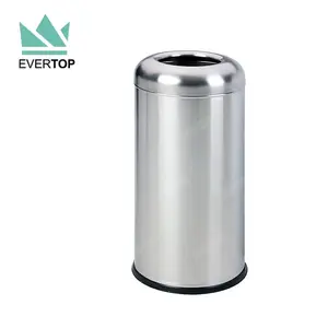 Trash Bin Manufacturer DB-65G Airport Stainless Steel Open Top Litter Bin Dustbin Open Dome Top Stainless Steel Trash Can Waste Container Commerical