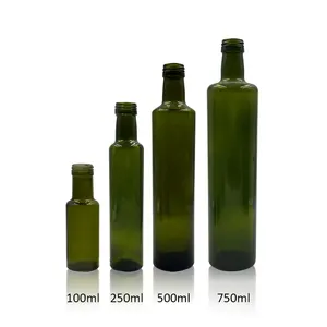 100ml 250ml 500ml 750mlラウンドアンティークグリーンガラスオイルと酢ボトルセット