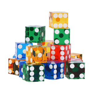 Dadu Sampah 5 Buah Dadu Transparan Akrilik Bermutu Tinggi Dadu D6 <span class=keywords><strong>19Mm</strong></span> dengan Tepi Pisau Cukur-Biru Merah Kuning Ungu Hijau