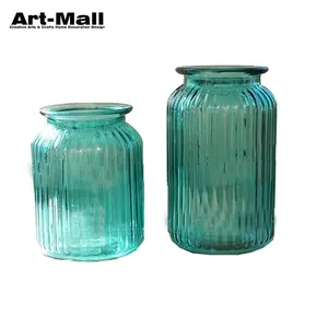 New Fashion China Manufacturers Turquoise Rose Cylinder Decoration Glass Vase