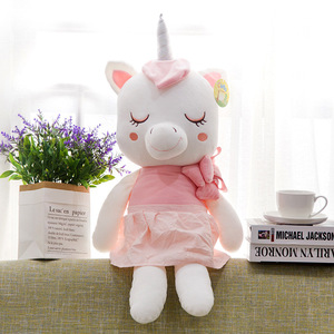 Peluche <span class=keywords><strong>licorne</strong></span> blanche mignonne, logo personnalisé OEM ODM, jouet en peluche doux, <span class=keywords><strong>licorne</strong></span> avec robe <span class=keywords><strong>nuage</strong></span> arc-en-ciel, peluche pour enfants, cadeau - Product Image 4