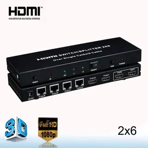 Audio y vídeo combinación RJ45 Puerto 2X6 interruptor HDMI Splitter Box