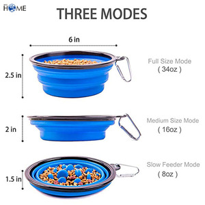 Tempat Makan Anjing, Tempat Makan Anjing, Tempat Makan, Makanan, Air, Interaktif, Perjalanan, Silikon Dapat Dilipat, Mangkuk Anjing, Lambat - Product Image 3