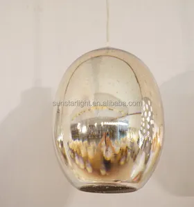 तांबे रंग डी ग्लास लटकन दीपक इनडोर प्रकाश फांसी के लिए अंडा आकार लैंप/रोशनी