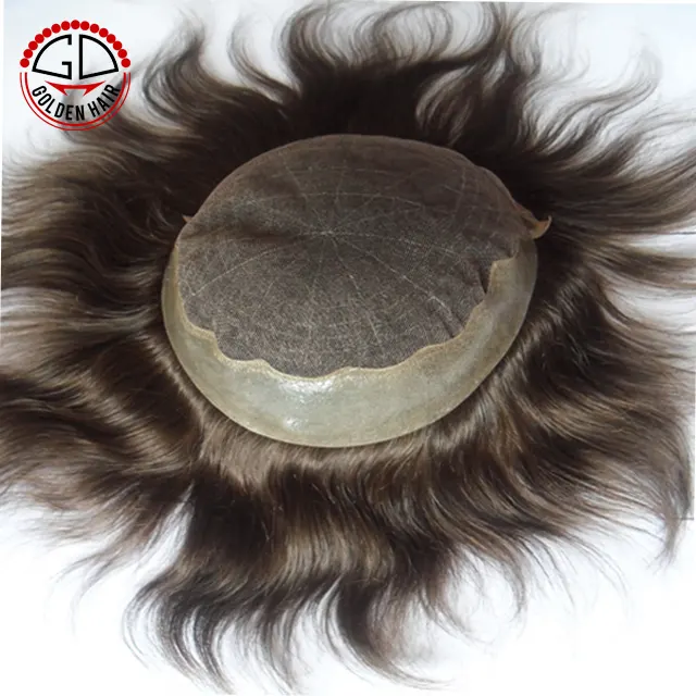 Golden Hair beautiful shape human hair toupee for men