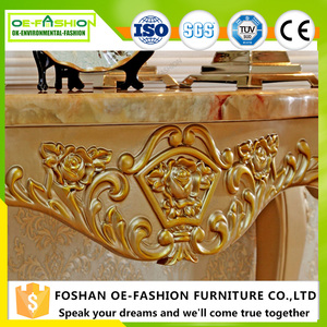 หรูหราโบราณสไตล์ฝรั่งเศสหินอ่อนด้านบนไม้แกะสลักผนังคอนโซลตาราง - Product Image 3