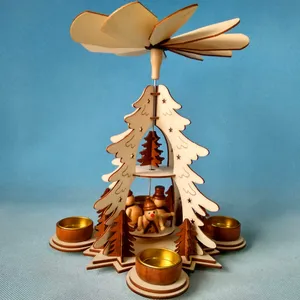 Boom-vormige sneeuwman houten laser cutter windmolen ornament voor vakantie geschenken
