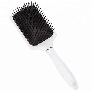 <span class=keywords><strong>Spazzola</strong></span> per Capelli Personalizzata con Manico Quadrato in Plastica Bianca, Finitura Liscia e Cuscinetto Rotondo - Product Image 1