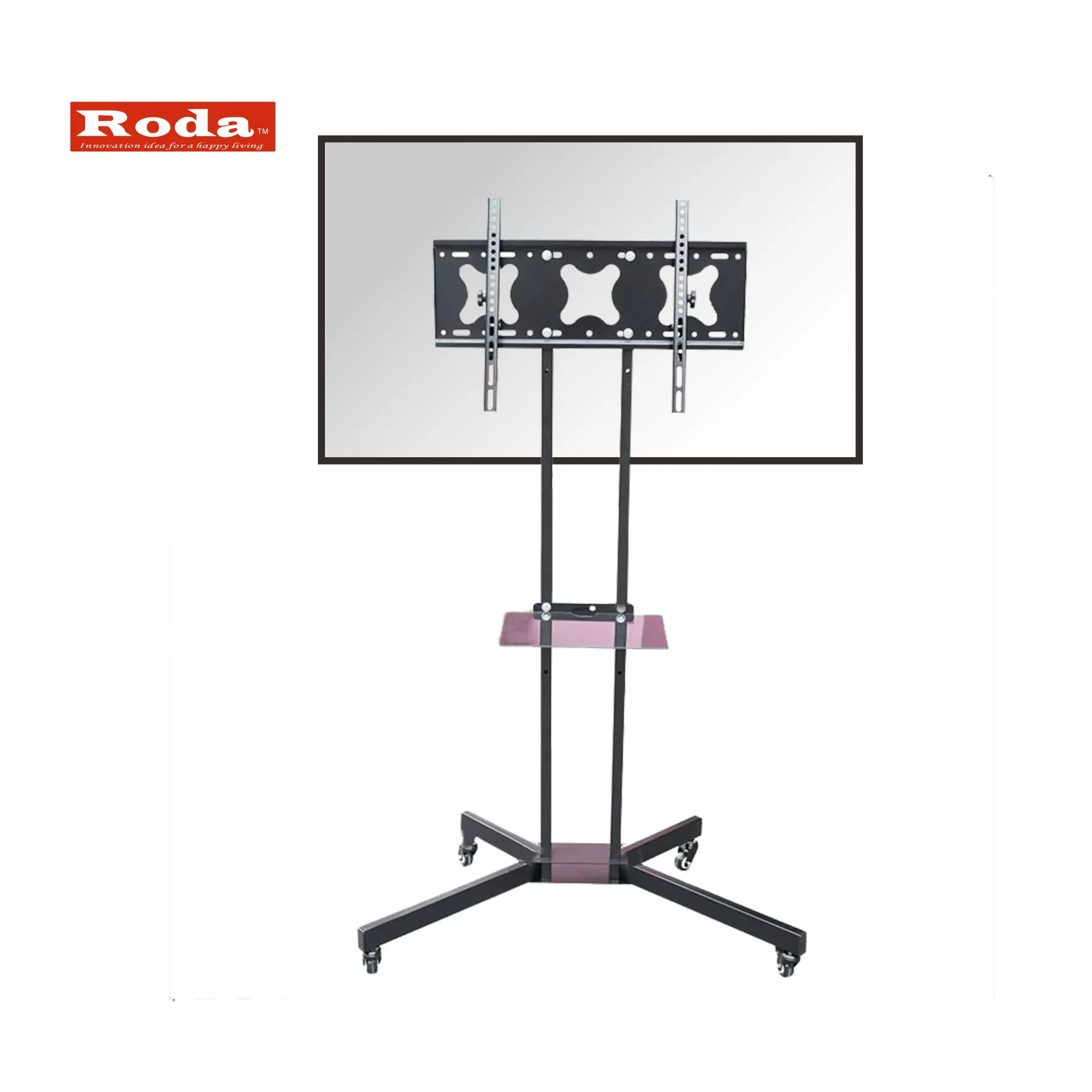 נייד אור משקל נייד טלוויזיה עגלת עם ארבעה גלגלים עבור 32 "-65" טלוויזיה גודל עד 45.5 kg vesa 100*100-600*400