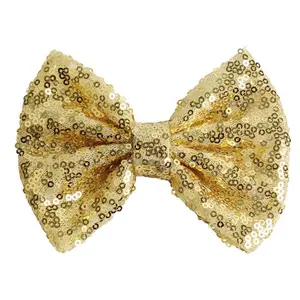 5 "Della Ragazza dei capretti Glitter Big Sequin Disordinato Archi Dei Capelli Chic Europeo FAI DA TE Accessori Per Capelli Per I Bambini Barrette della Clip di Capelli arcobaleno