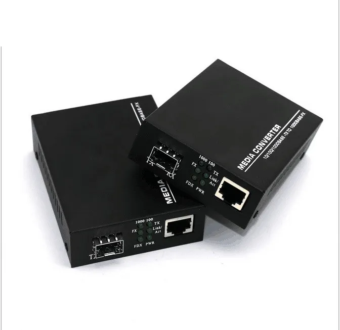 1 Sfp Poort 1 Rj45 Ethernet 10/100/1000M Gigabit Fiber Rj45 Converter Sfp Media Converter