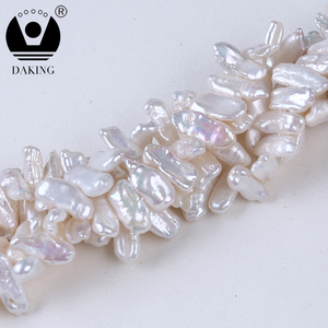 Perlas de Agua Dulce Keshi <span class=keywords><strong>Biwa</strong></span> Naturales Blancas con Orificio Lateral, 6*19 mm - Product Image 2
