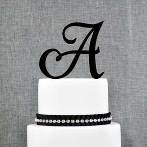 Inicial <span class=keywords><strong>de</strong></span> acrílico Letra A monograma personalizado pastel <span class=keywords><strong>de</strong></span> boda Topper único pastel Topper - Product Image 2
