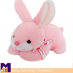 Regalo di promozione bianco e rosa coniglio farcito 9" giocattolo della peluche di coniglio - Product Image 2