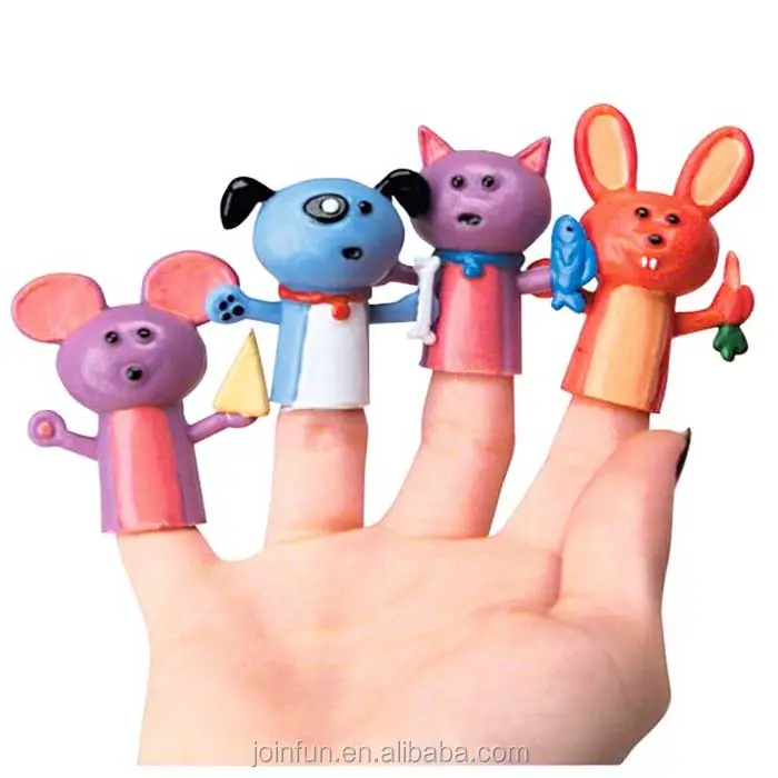 De dibujos animados de animales títeres de dedo haciendo marionetas de dedo juguetes de vinilo OEM de goma suave títeres de dedo de la fábrica