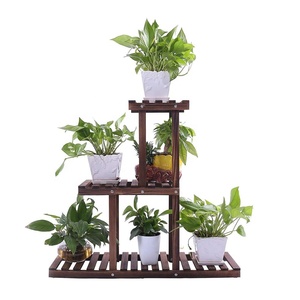 <span class=keywords><strong>Support</strong></span> à plantes en bois SenGong, extérieur et intérieur, 3 niveaux, vertical, carbonisé, <span class=keywords><strong>support</strong></span> à plantes multiples, étagère à fleurs, échelle, étagère - Product Image 1