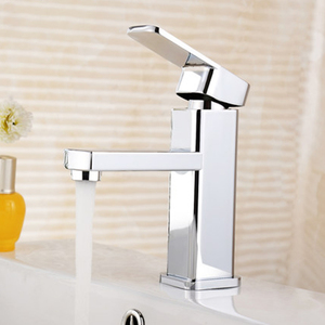 Rubinetto per Lavabo Quadrato Moderno in Cromo con Leva Singola, Corpo in Zinco Lucidato Ceramico, Scontato - Product Image 2