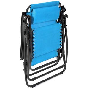 Silla de gravedad cero plegable azul claro con almohada y portavasos para terraza Patio de playa - Product Image 4