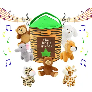 Parlare Animali di Peluche 8 Pezzo Jungle Friends Farcito 6 "Animali e Peluche 12" Casa Bag Set/di grandi dimensioni Farcito Elefante Leone Orso